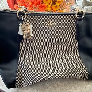 Coach Monochrome Checkered Tote Bag